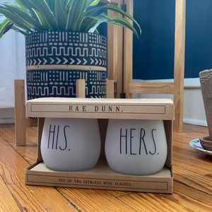 Rae Dunn His and Hers wine glass set of 2